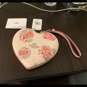 Coach floral heart wristlet
